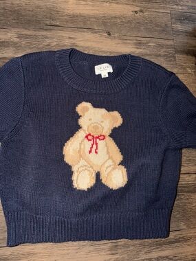 Le Lis Navy Sweater with Beige Teddy and Red Bow